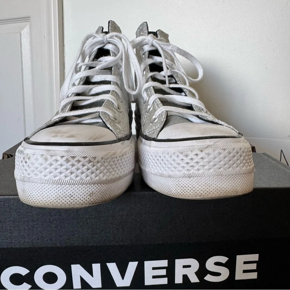 Converse Silver Glitter Women's High-Top Sneakers - Picture 6 of 8